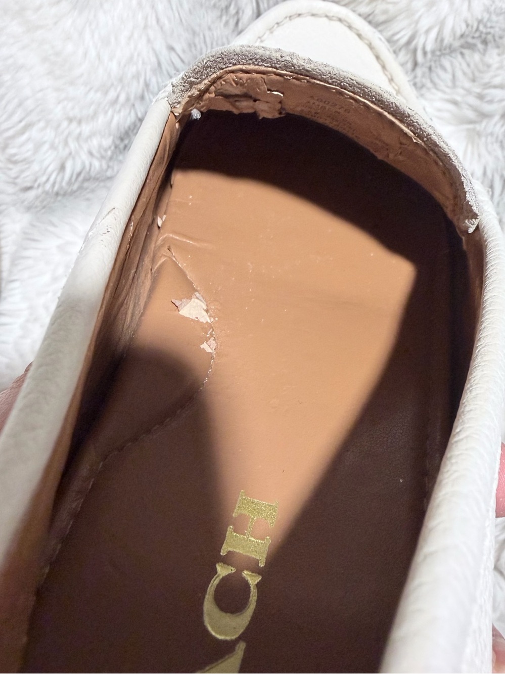 COACH White Leather Penny Loafers with Gold Logo - Picture 5 of 6